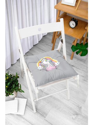 Rem Home Rengirenk Dekoratif Sandalye Minderi Gri Kalp 40 x 40 cm Mutfak Balkon Oturma Minderi