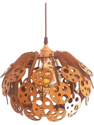 St. Morritz Orman Model Modern Tasarım Globe Küre Doğal Ahşap Yaprak Mdf 3D Lazer Kesim Rustik Salon Avize