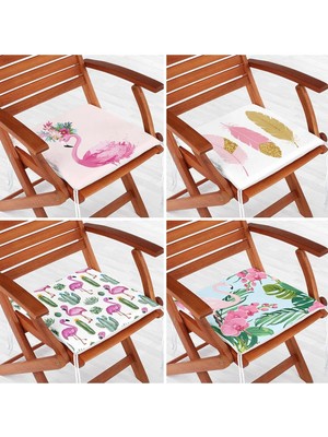 Rem Home Rengirenk Dekoratif Sandalye Minderi Sarı 40 x 40 cm Mutfak Balkon Oturma Minderi