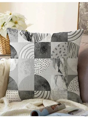 Rem Home Rengirenk Dekoratif Kırlent Kılıfı Gri Mermer 43 x 43 cm Salon Koltuk Kanepe Yastık Kılıfı