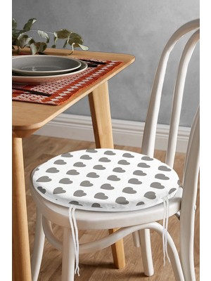 Rem Home Rengirenk Dekoratif Sandalye Minderi Kalp Yuvarlak 40 x 40 cm Mutfak Balkon Oturma Minderi