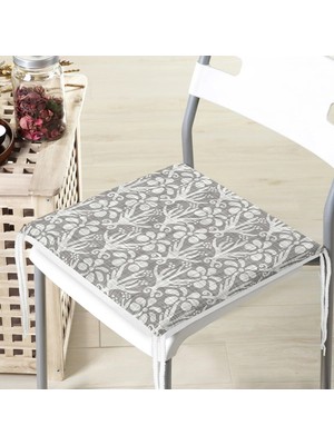 Rem Home Rengirenk Dekoratif Sandalye Minderi Gri Modern 40 x 40 cm Mutfak Balkon Oturma Minderi