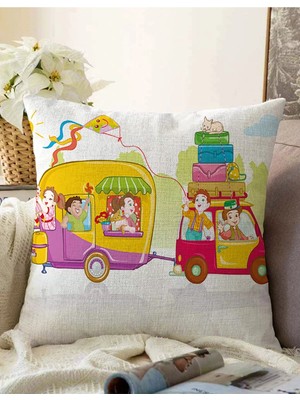 Rem Home Rengirenk Dekoratif Kırlent Kılıfı 43 x 43 cm Salon Koltuk Kanepe Yastık Kılıfı
