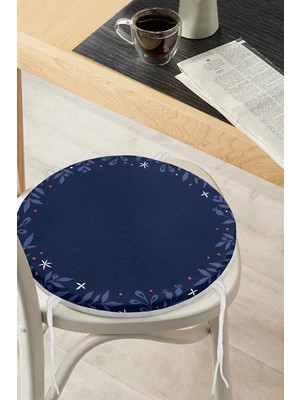 Rem Home Rengirenk Dekoratif Sandalye Minderi Lacivert Yuvarlak 40 x 40 cm Mutfak Balkon Oturma Minderi