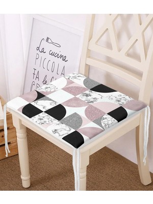 Rem Home Rengirenk Dekoratif Sandalye Minderi Fuşya Geometrik 40 x 40 cm Mutfak Balkon Oturma Minderi