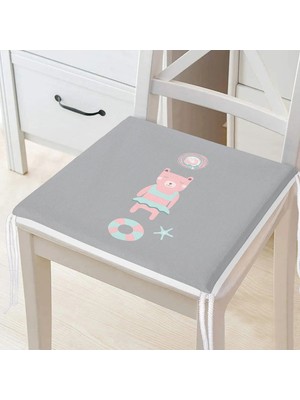 Rem Home Rengirenk Dekoratif Sandalye Minderi Gri Modern 40 x 40 cm Mutfak Balkon Oturma Minderi