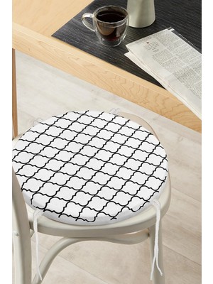 Rem Home Rengirenk Dekoratif Sandalye Minderi Beyaz Yuvarlak 40 x 40 cm Mutfak Balkon Oturma Minderi