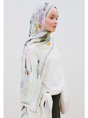 Fresh Scarfs Bloomelle Desen Rami Viskon Şal Soft Yeşil