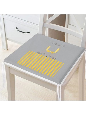 Rem Home Rengirenk Dekoratif Sandalye Minderi Gri Modern 40 x 40 cm Mutfak Balkon Oturma Minderi