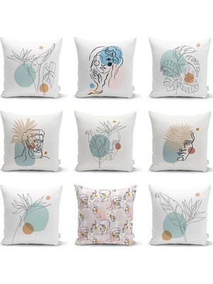 Rem Home Rengirenk Dekoratif Kırlent Kılıfı Beyaz 43 x 43 cm Salon Koltuk Kanepe Yastık Kılıfı