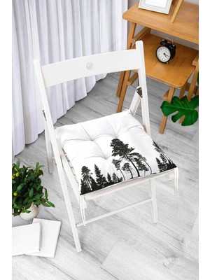 Rem Home Rengirenk Dekoratif Sandalye Minderi Beyaz Hayvan Bağcıklı 40 x 40 cm Mutfak Balkon Oturma Minderi