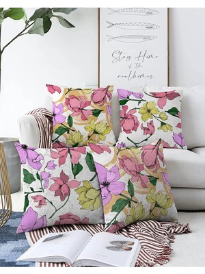 Rem Home Rengirenk Dekoratif Kırlent Kılıfı Beyaz Modern 43 x 43 cm Salon Koltuk Kanepe Yastık Kılıfı