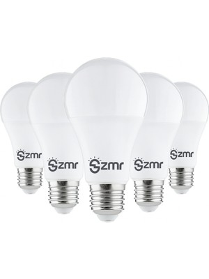 ZMR 102/B.30 5'li Paket LED Ampul 9W 3000K Günışığı E27 Duylu Enerji Tasarruflu Uzun Ömürlü