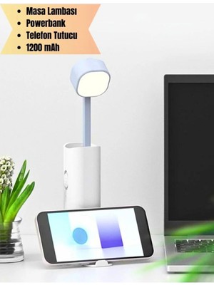St. Morritz Şarjlı Dokunmatik 20 LED Çalışma Okuma Işığı Masa Lambası Kademeli Parlaklık Powerbank 1200MAH