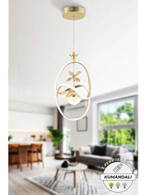 St. Morritz Stella Kumandalı 3 Renk Işık Özellikli Modern Gold Kaplama Sarkıt LED Avize Salon Avize