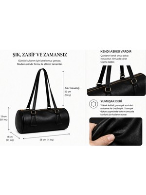 St. Morritz Kadın Çanta Silindir Model Şık Tasarım Sportif Casual Çanta Siyah