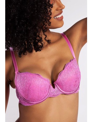 Beru G.colors Balconette Foam Push Up Bra, Koyu Pembe Konforlu ve Şık Sütyen Beru Najmaddin
