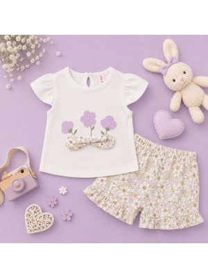 My Bella Butik Ley Bebe Çiçek Nakışlı Şort Takım