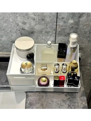 St. Morritz Diamond Banyo Düzenleyici Pratik Banyo Organizeri Krem, Diş Fırçası, Şampuan Organizeri-Beyaz