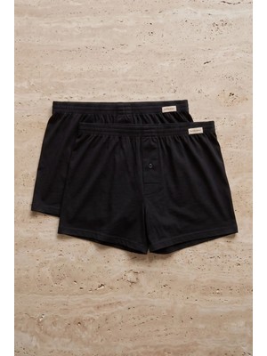 Bony Socks 2'li Paket Basic Modal Loose Fit Erkek Boxer Siyah/siyah