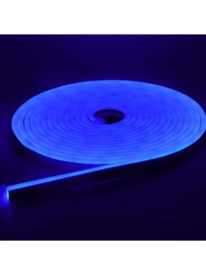 Neon LED şerit 5metre (Mavi) LED zincir bandı hortum esnek dekoratif aydınlatma ışık 12V 10W