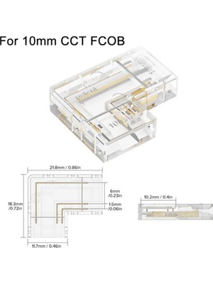 Ledarmy 4 Adet 10 mm CCT COB LED Şerit L Köşe Konnektörü 3 Pin Şeffaf Lehimsiz 90 Derece Karanlık Alan Bırakmayan Şerit Birleştirme Aparatı