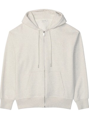 Calvin Klein Kadın / Kız Krem Calvin Klein Ls Embossed Monologo, P4P Krem Kadın Hoodie