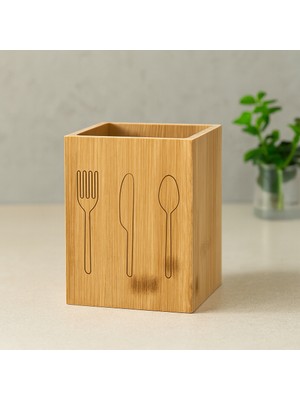 İyisi Var Ahşap Bambu Kaşıklık Organizer 9x9 cm