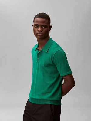Calvin Klein Erkek Yeşil Calvin Klein Ss Supıma Cotton Pol, L4G, S Yeşil Erkek Polo