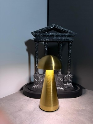 Onedekor Şarjlı Dekoratif Ambiyans Masa Lambası – Mantar Gold