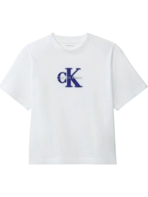 Calvin Klein Kadın / Kız Beyaz Calvin Klein Ss Boxy Seasonal Mon, Yaf, Xs Beyaz Kadın T-Shirt