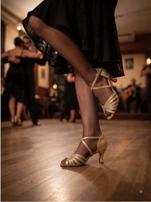 Bitangosu “kum Saati” 7 Bantlı El Yapımı Latin, Tango, Dans ve Salon Ayakkabısı 5,5 cm 7 Pont Kadeh Topuk Modeli