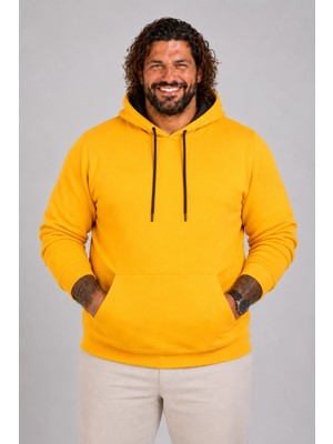 Moc Grande Mocgrande Büyük Beden Erkek Basic Sweat Kapüşonlu 11700 Hardal