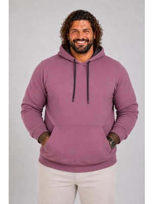Moc Grande Mocgrande Büyük Beden Erkek Basic Sweat Kapüşonlu 11700 Eflatun