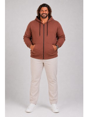 Moc Grande Mocgrande Büyük Beden Unisex Kapüşonlu 3ip Sweat 11701 Taba