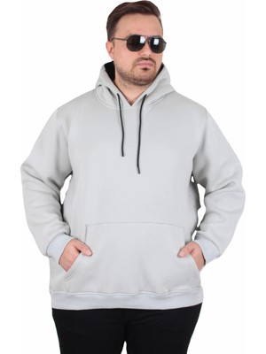 Moc Grande Mocgrande Büyük Beden Erkek Basic Sweat Kapüşonlu 11700 Grı