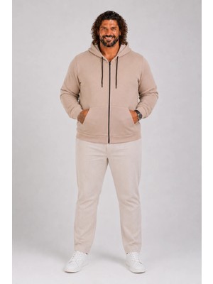 Moc Grande Mocgrande Büyük Beden Unisex Kapüşonlu 3ip Sweat 11701 Toprak