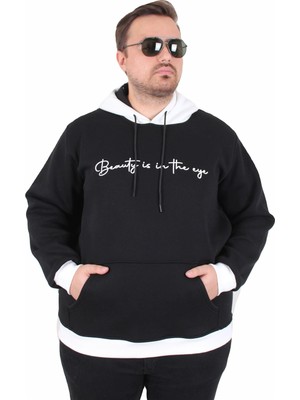 Moc Grande Mocgrande Büyük Beden Kapüşonlu 3ip Sweat Beauty 25714 Sıyah