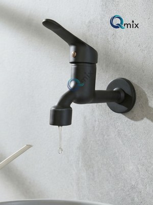 Qmix Siyah Musluk Duvardan Wc Musluğu Mat Siyah Aç Kapa Sistem Pirinç Malzeme