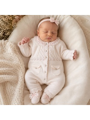 Mummys Love Kız Bebek 8'li Triko Hastane Çıkışı - %100 Doğal Pamuk Yıkanmış Kumaş - Pembe
