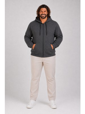 Moc Grande Mocgrande Büyük Beden Unisex Kapüşonlu 3ip Sweat 11701 Antrasit Melanj
