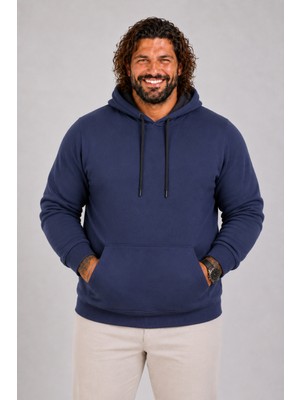 Moc Grande Mocgrande Büyük Beden Erkek Basic Sweat Kapüşonlu 11700 Indıgo