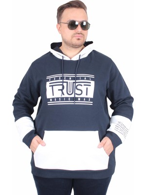 Moc Grande Mocgrande Büyük Beden Kapüşonlu Sweat Double Face Trust 25701 Lacıvert
