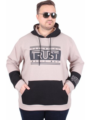 Moc Grande Mocgrande Büyük Beden Kapüşonlu Sweat Double Face Trust 25701 Bej
