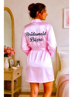Bride By Victoria İsim Yazılı Pembe Bridesmaid Sabahlık Bride Sabahlık Gelin Nedime Sabahlığı