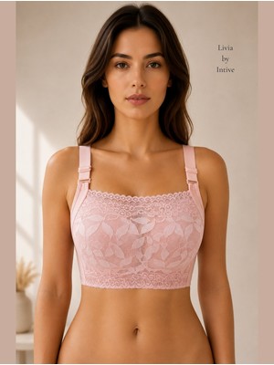 Intive Lingerie Livia Kare Yaka Önü Dantelli Feminen Kalın Askılı Balensiz Ithal C Cup Kaliteli Toparlayıcı Sütyen