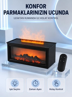 İlk El Grup Dekoratif Şömine Görünümlü Nemlendirici Uzaktan Kumandalı Renkli LED Işıklı Difüzör