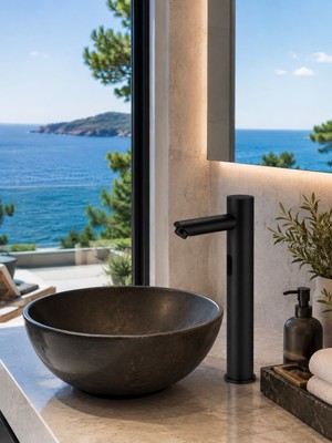 ACAR SU ARMATÜRLERİ Smart Çanak Tek Su Fotoselli Siyah Lavabo Bataryası Acar 01.02.800S