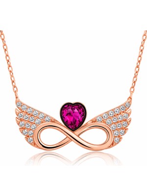 Hazego ​gümüş Rose Kanatlı Sonsuz Kalp Kolye