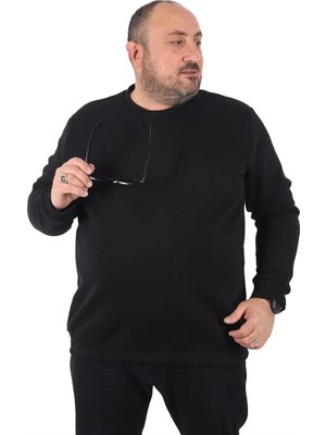 Moc Grande Mocgrande Büyük Beden Sweatshirt V Design 22742 Sıyah